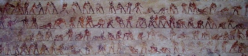 Detail of 'wrestling' paintings in tomb 15 of Beni Hassan. ca. 20th century BC
